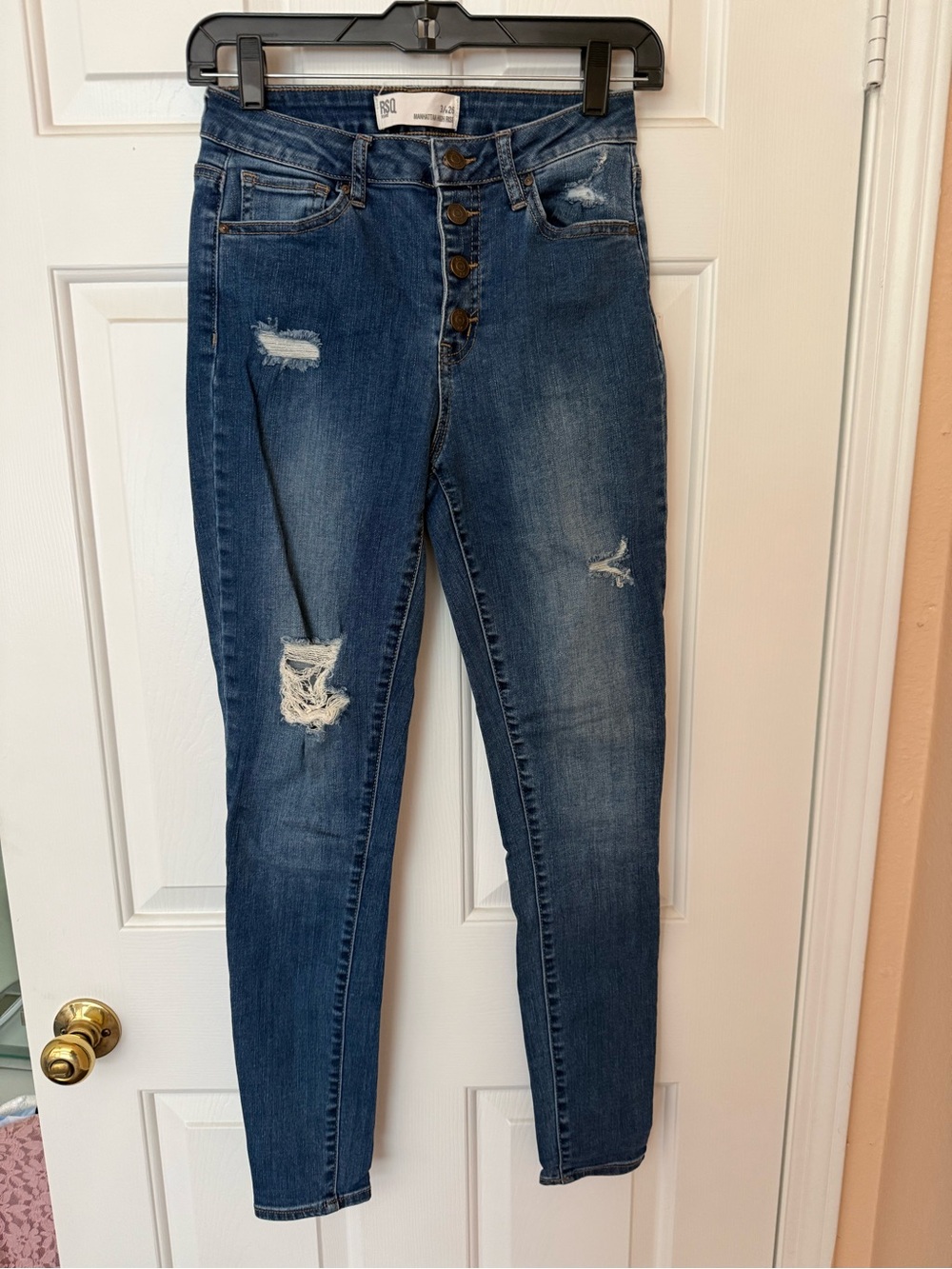 Women's High-Rise Distressed Skinny Jeans - Blue